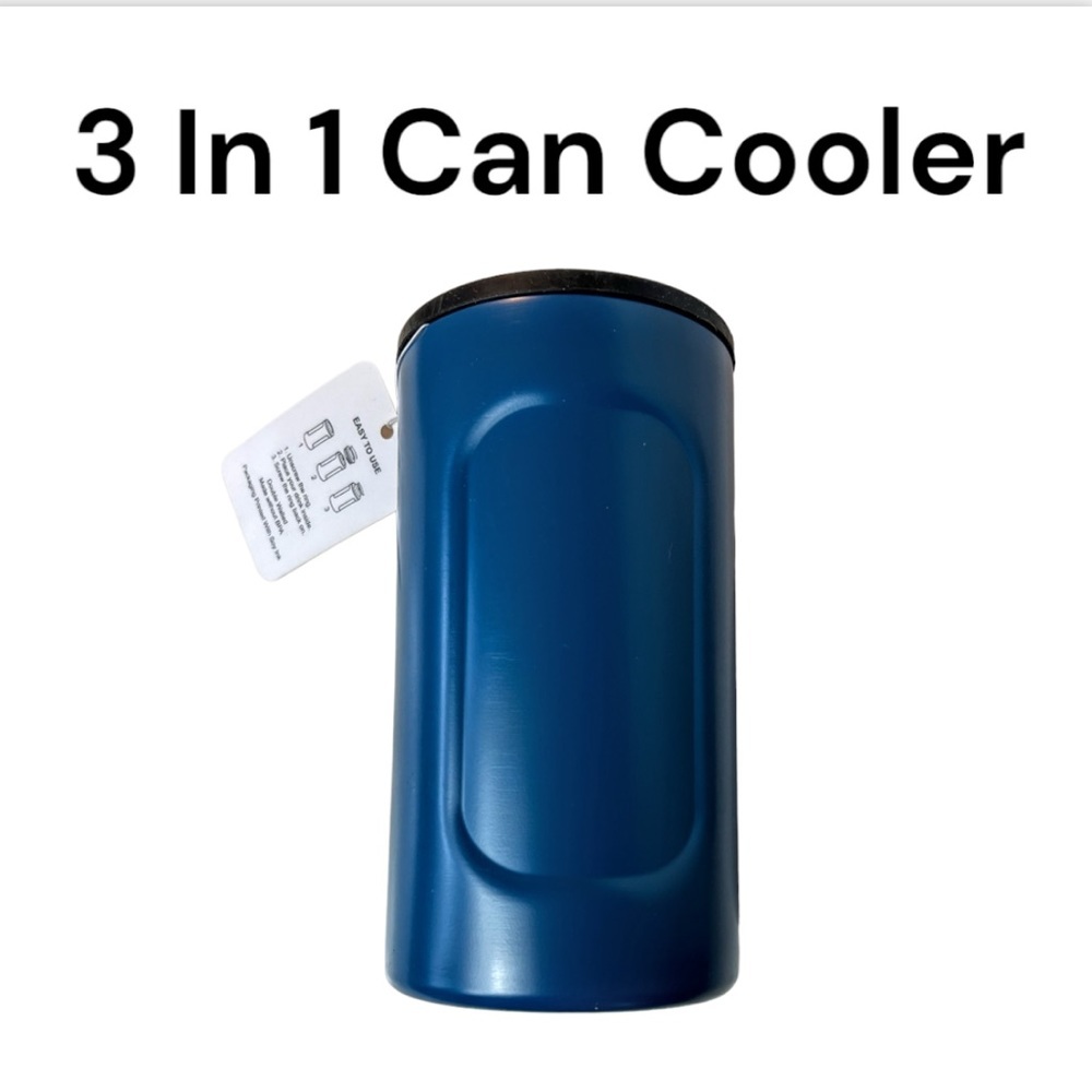 NWT Modern Expressions Stainless Steel 3 In 1 Can Or Bottle Cooler Blue or Gray